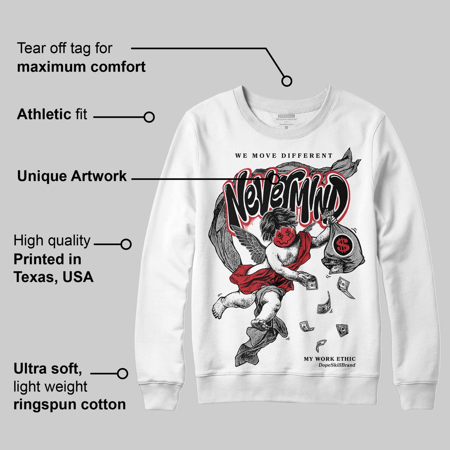 Bred 11s DopeSkill Sweatshirt Nevermind Graphic