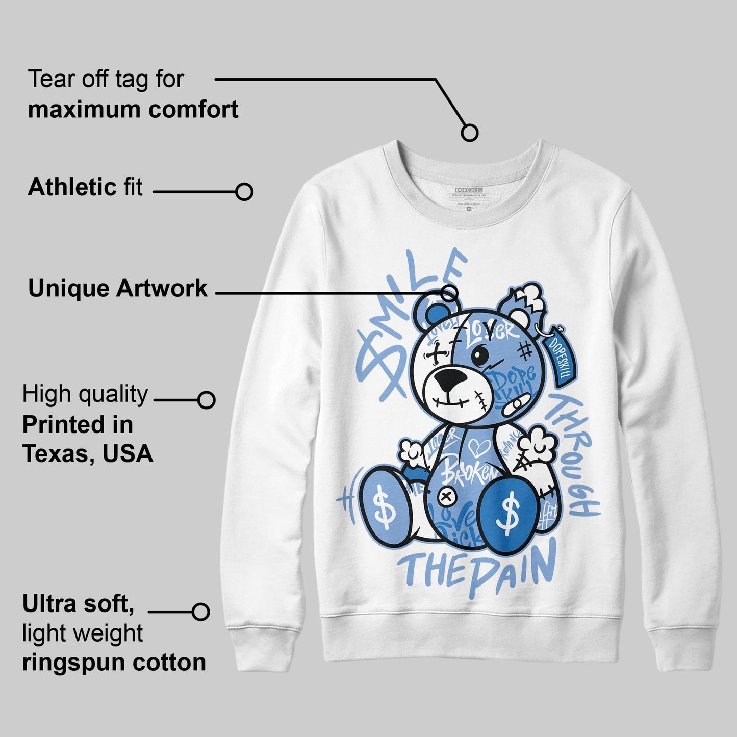 Forget Me Not 4s DopeSkill Sweatshirt Smile Through The Pain Graphic