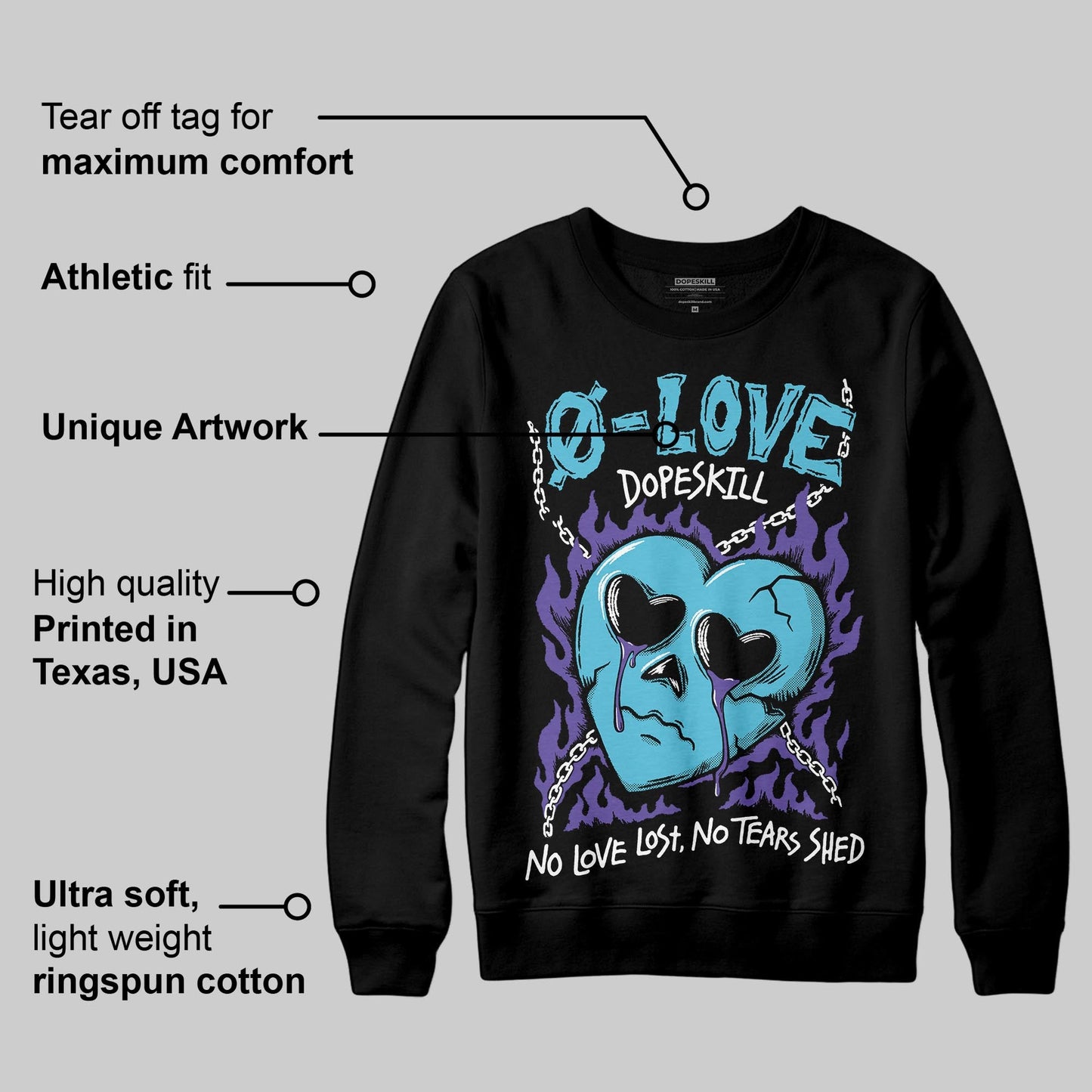 Aqua 8s DopeSkill Sweatshirt Crying Heart Graphic