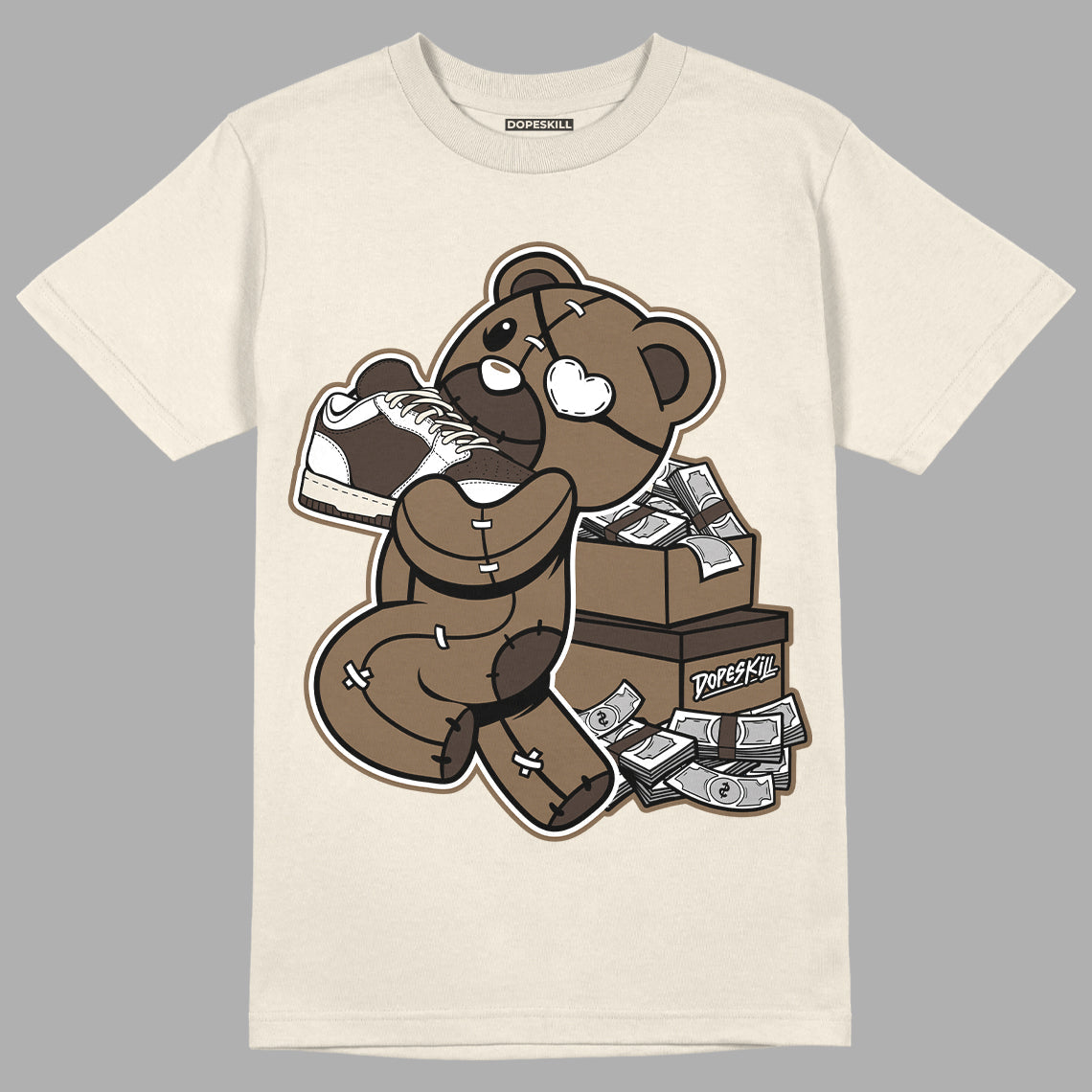 AJ 1 Low OG ‚ÄúReverse Mocha‚Äù DopeSkill Sail T-shirt Bear Steals Sneaker Graphic