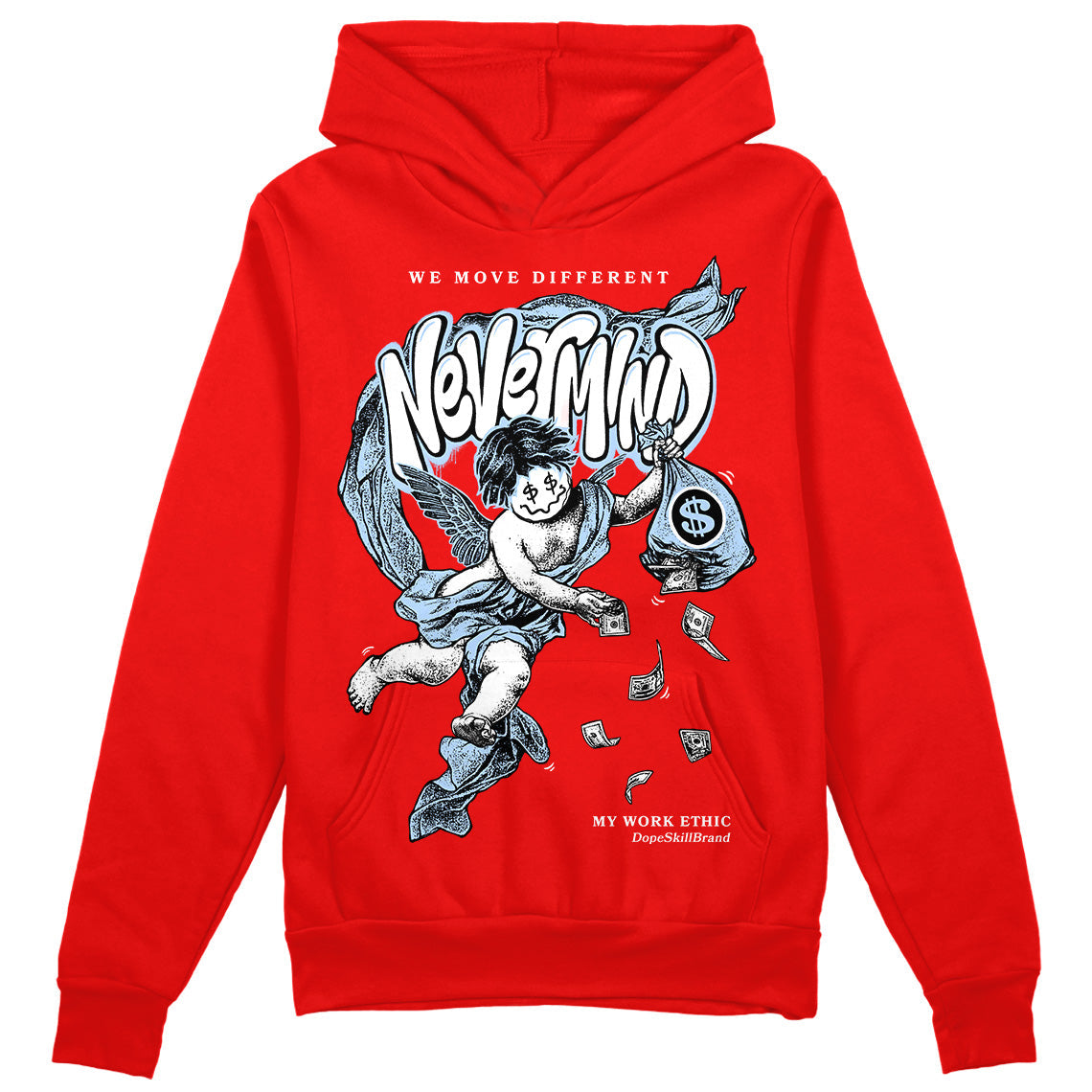 Cherry 11s DopeSkill Varsity Red Hoodie Sweatshirt Nevermind Graphic