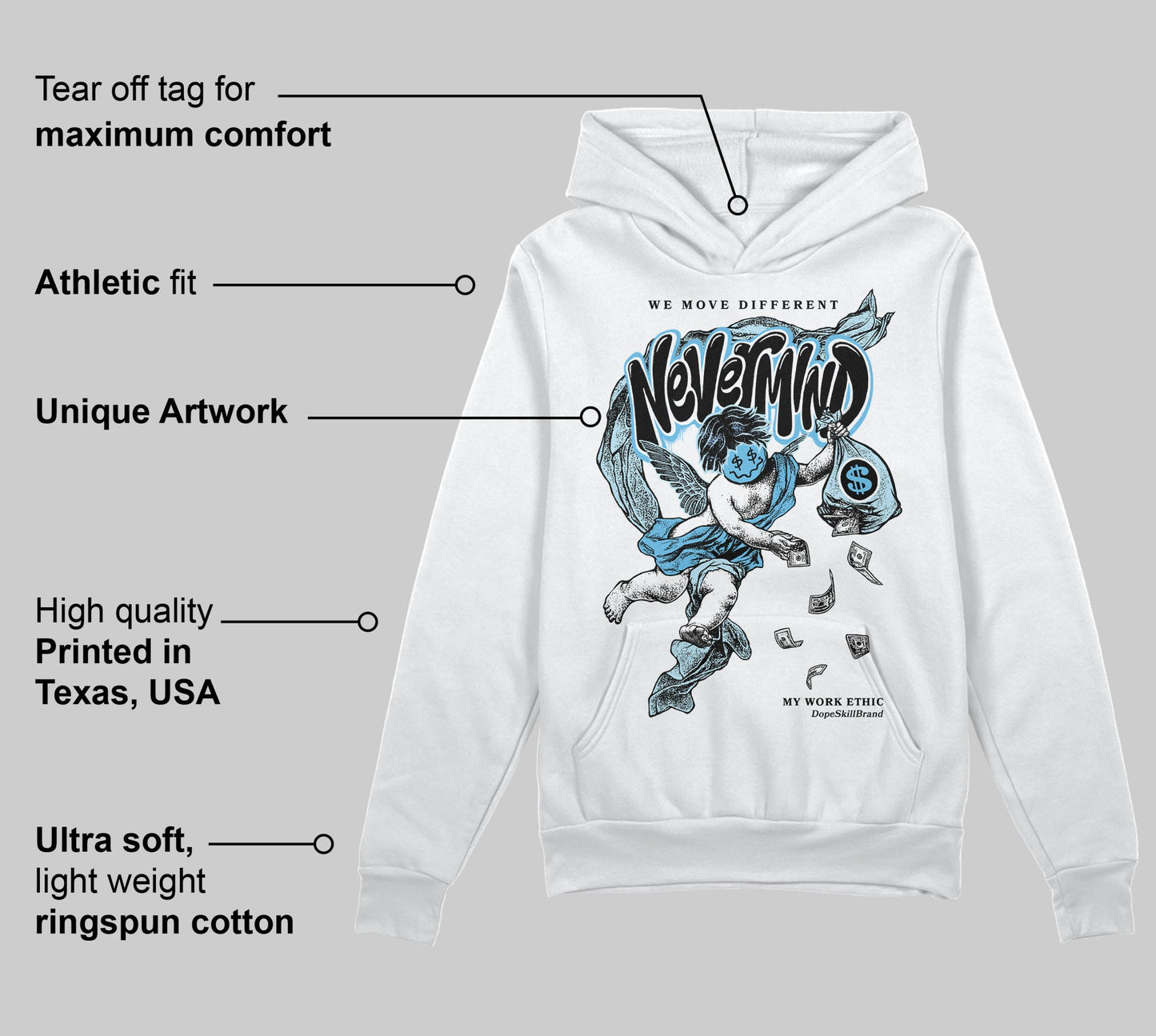 Legend Blue 11s DopeSkill Hoodie Sweatshirt Nevermind Graphic
