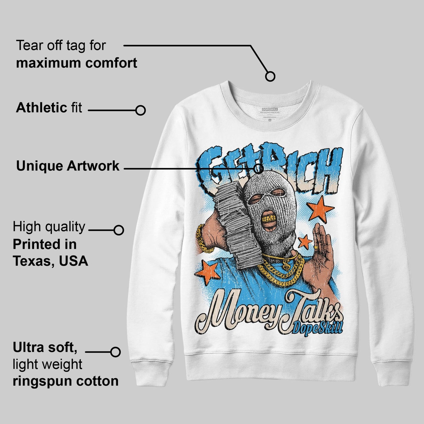 UNC Reimagined 1s DopeSkill Sweatshirt Get Rich Graphic
