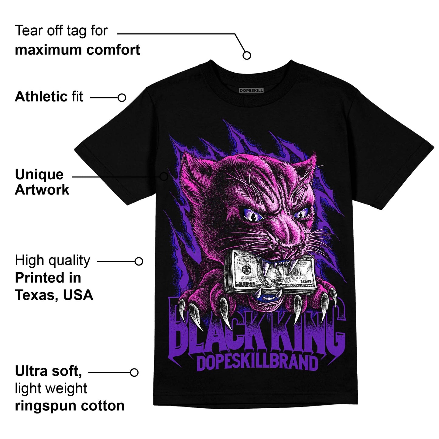 Court Purple 13s DopeSkill T-Shirt Black King Graphic