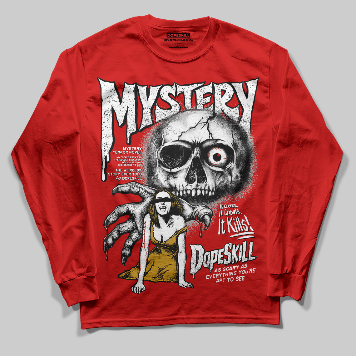 Bred Velvet 11s DopeSkill Red Long Sleeve T-Shirt Mystery Ghostly Grasp Graphic