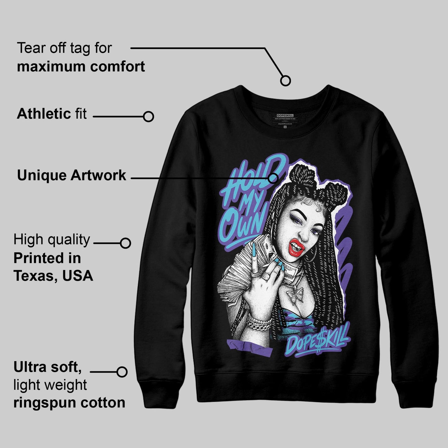 Aqua 8s DopeSkill Sweatshirt New H.M.O Graphic