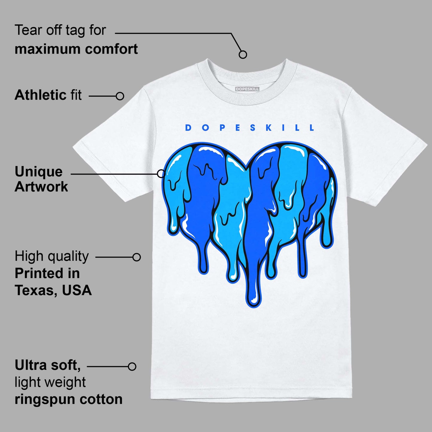 Royal Blue Collection DopeSkill T-Shirt Slime Drip Heart Graphic