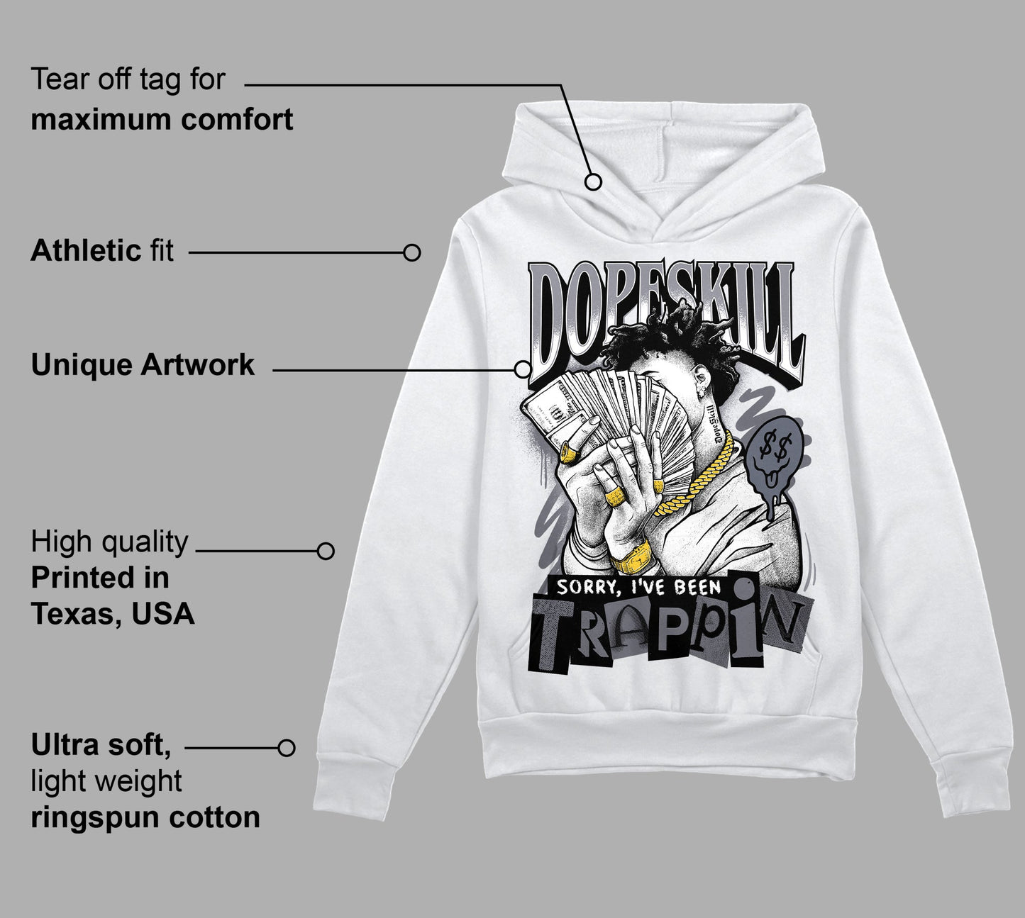 Stealth 14s DopeSkill Hoodie Sweatshirt Sorry I've Been Trappin Graphic