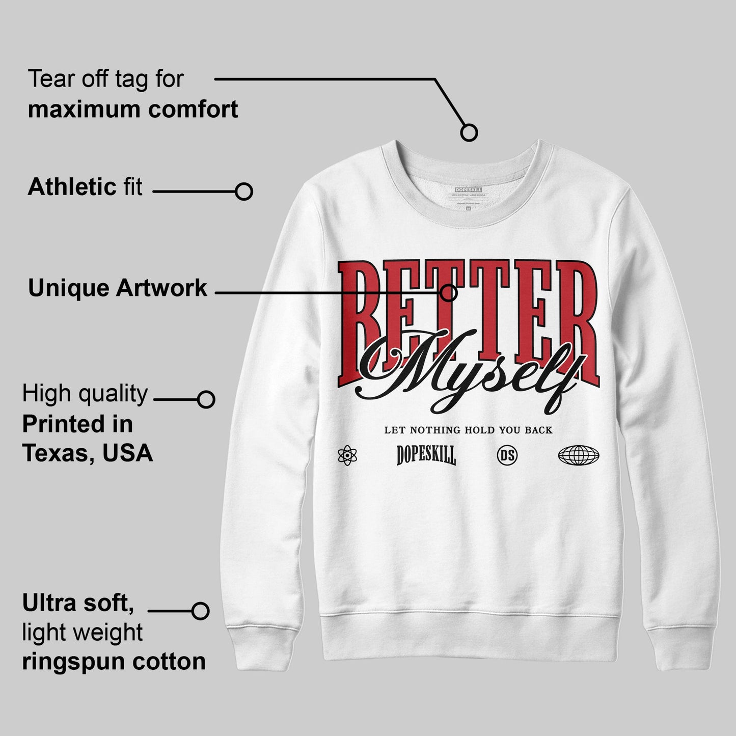 Bred 11s DopeSkill Sweatshirt Better Myself Graphic