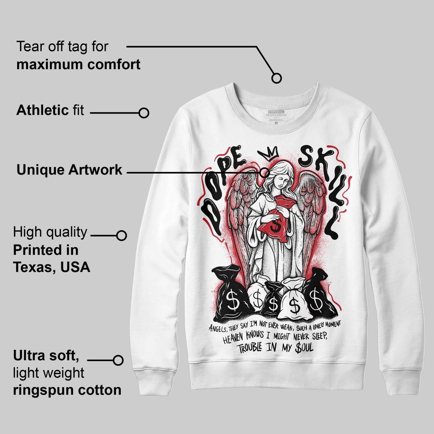 Bred 11s DopeSkill Sweatshirt Angels Graphic