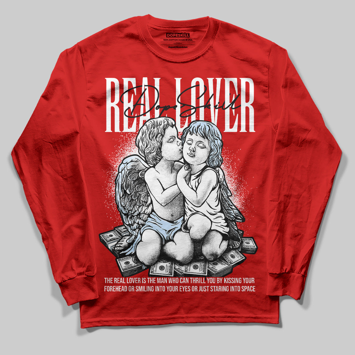 Cherry 11s DopeSkill Varsity Red Long Sleeve T-Shirt Real Lover Graphic
