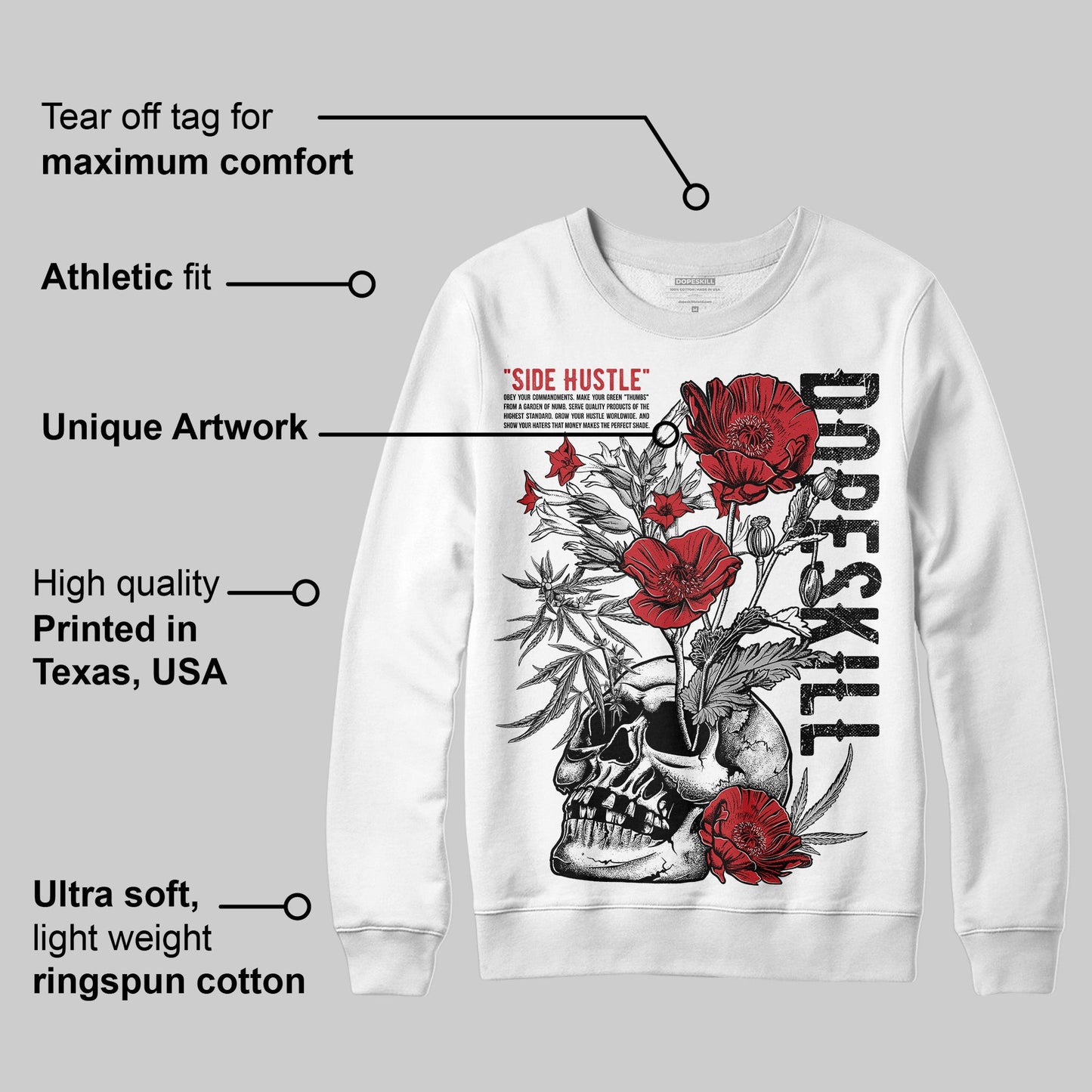 Bred 11s DopeSkill Sweatshirt Side Hustle Graphic