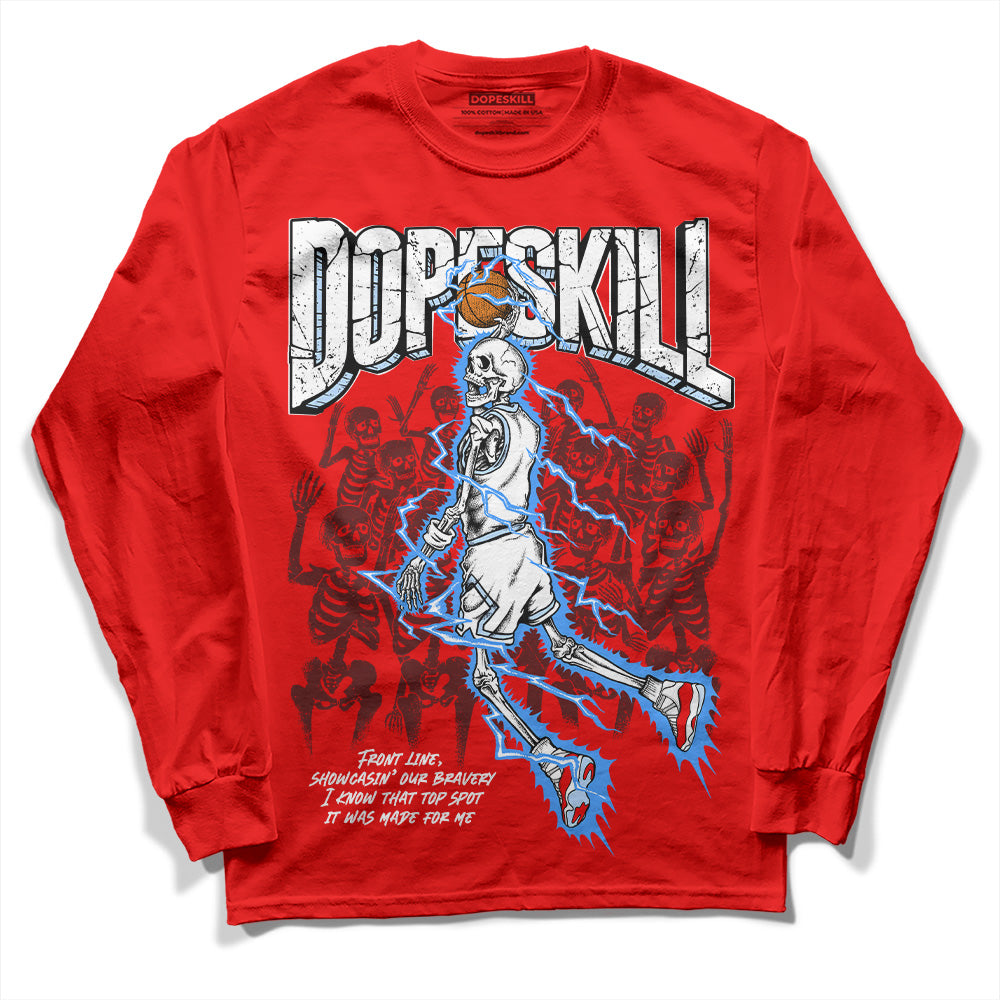 Cherry 11s DopeSkill Varsity Red Long Sleeve T-Shirt Thunder Dunk Graphic