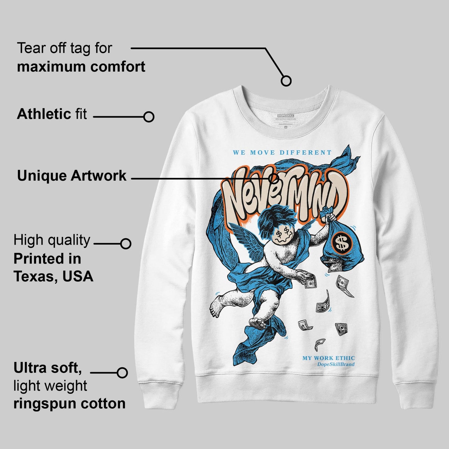 UNC Reimagined 1s DopeSkill Sweatshirt Nevermind Graphic
