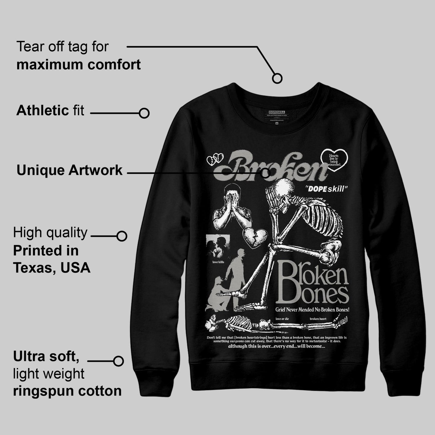 Pure Money 3s DopeSkill Sweatshirt Broken Bones Graphic