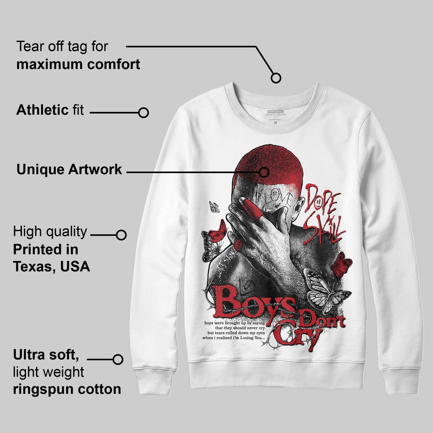 Bred 11s DopeSkill Sweatshirt Boys Don't Cry Graphic