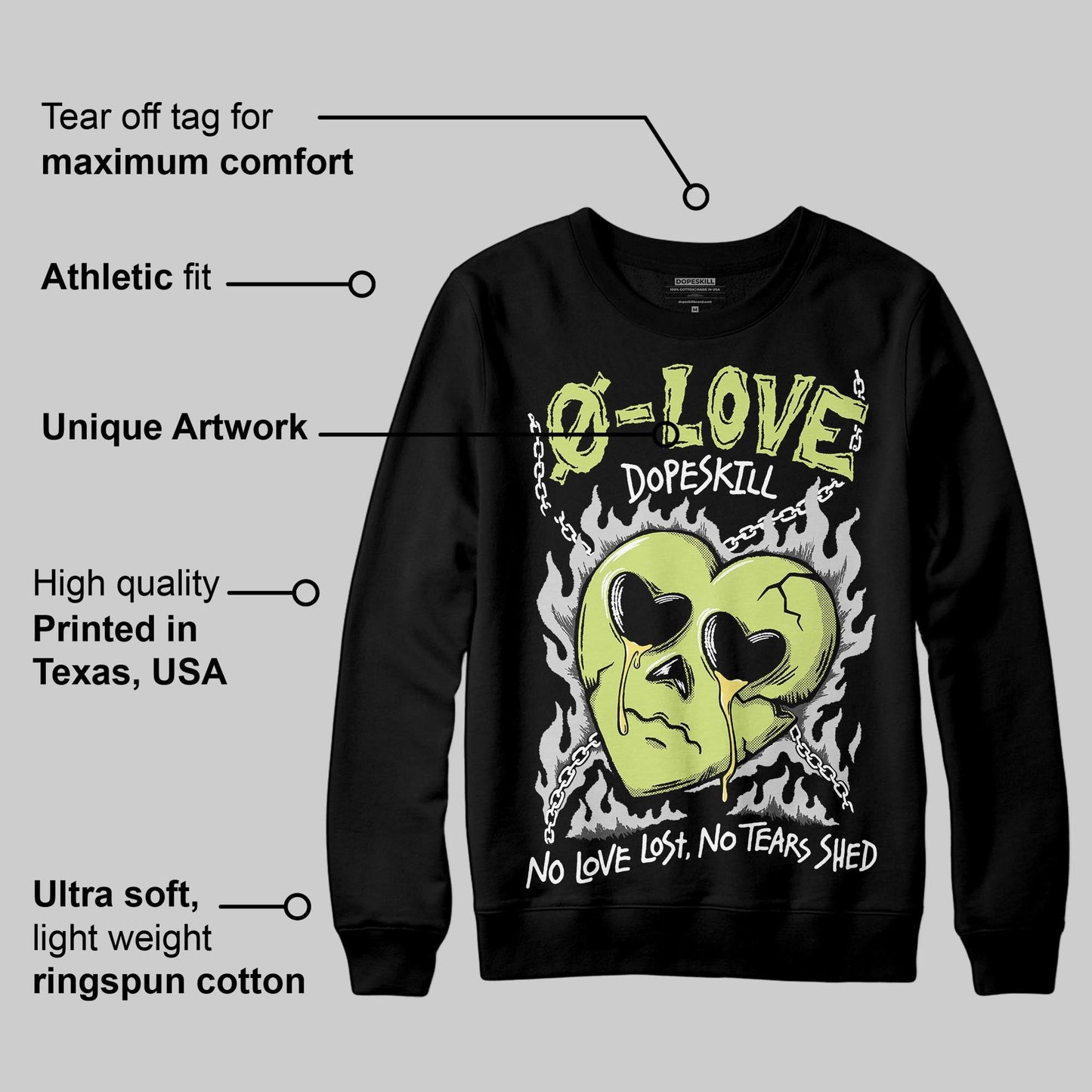 Light Lemon Twist 4s DopeSkill Sweatshirt Crying Heart Graphic
