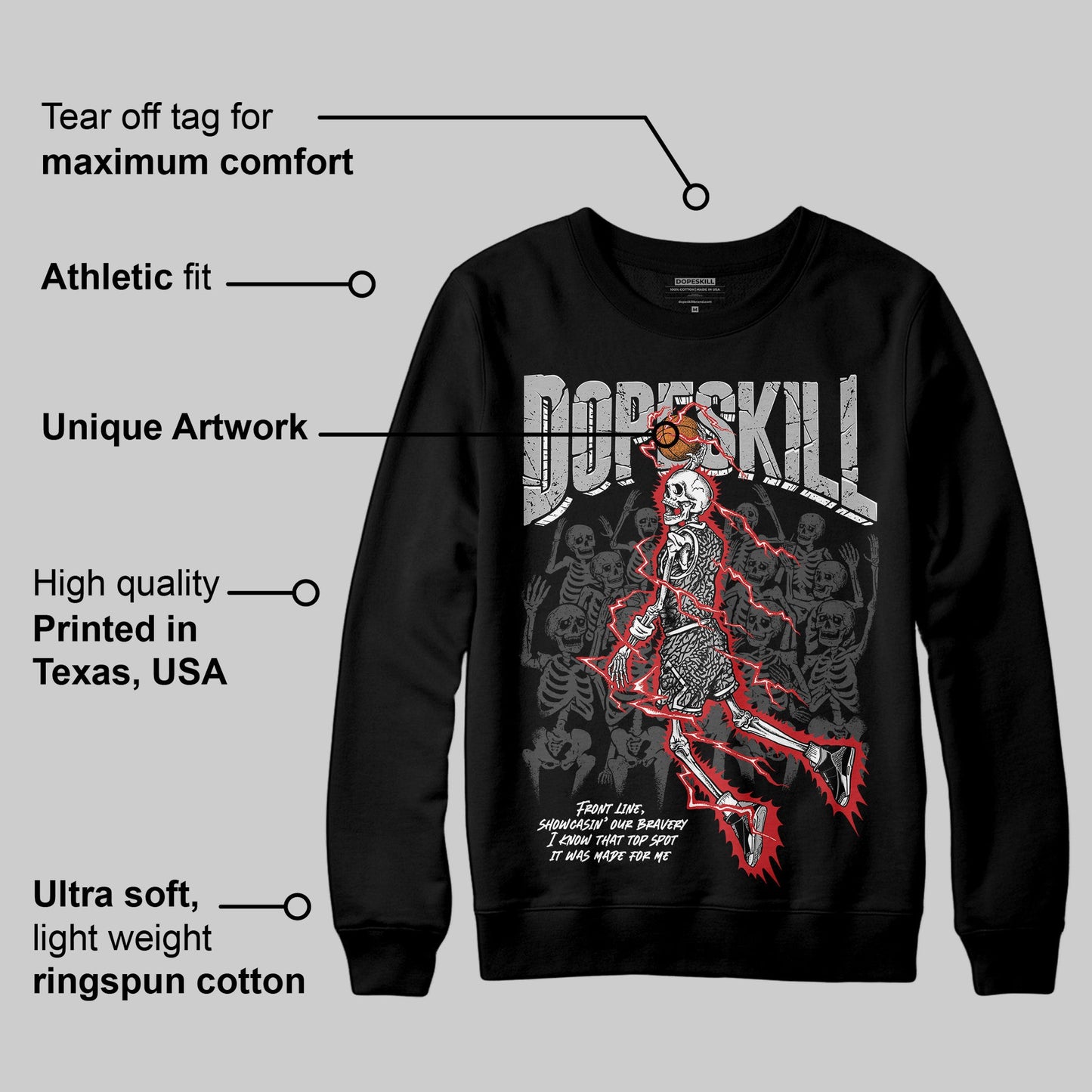 Black Cement 3s DopeSkill Sweatshirt Thunder Dunk Graphic