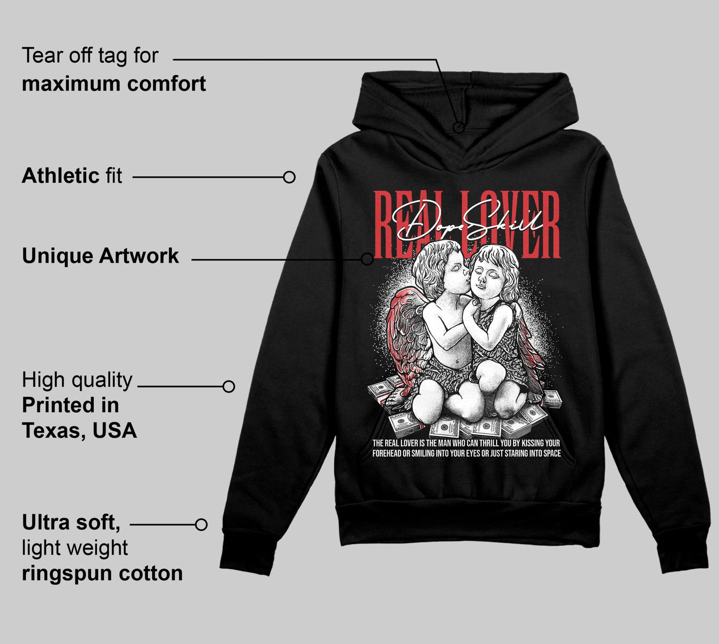 Black Cement 3s DopeSkill Hoodie Sweatshirt Real Lover Graphic