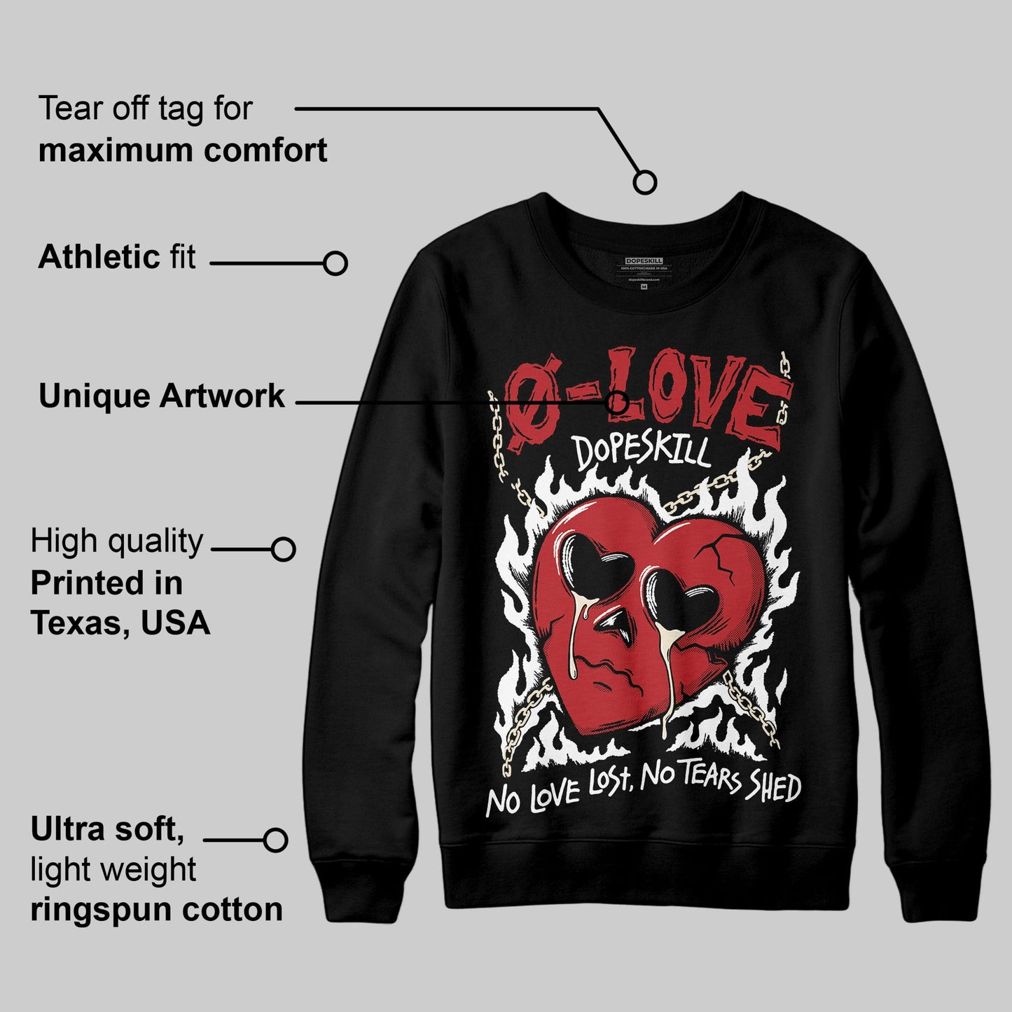 Black Toe Reimagined 1s DopeSkill Sweatshirt Crying Heart Graphic