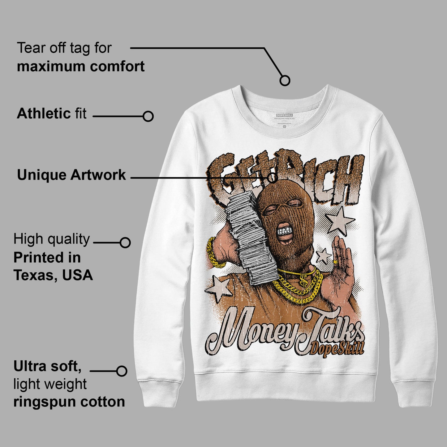 Palomino 3s DopeSkill Sweatshirt Get Rich Graphic