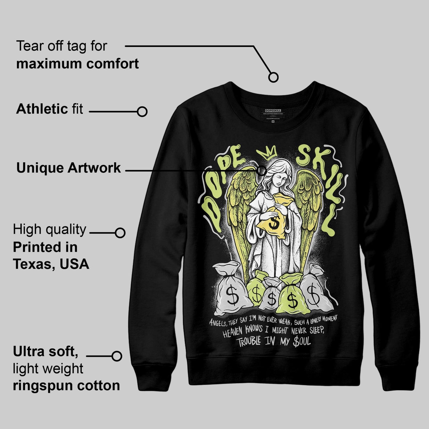 Light Lemon Twist 4s DopeSkill Sweatshirt Angels Graphic