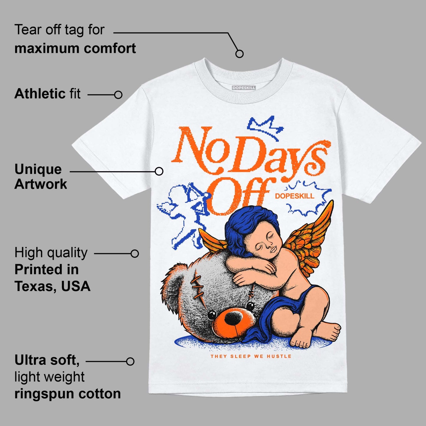 Dunk Low Futura Orange Blaze DopeSkill T-Shirt New No Days Off Graphic