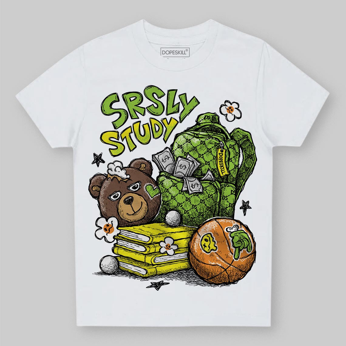 Neon Green Collection DopeSkill Toddler Kids T-shirt SRSLY Study Graphic