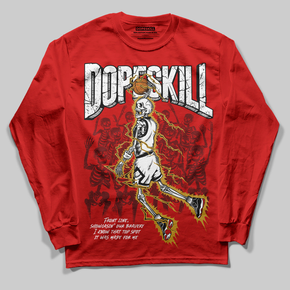 Bred Velvet 11s DopeSkill Red Long Sleeve T-Shirt Thunder Dunk Graphic