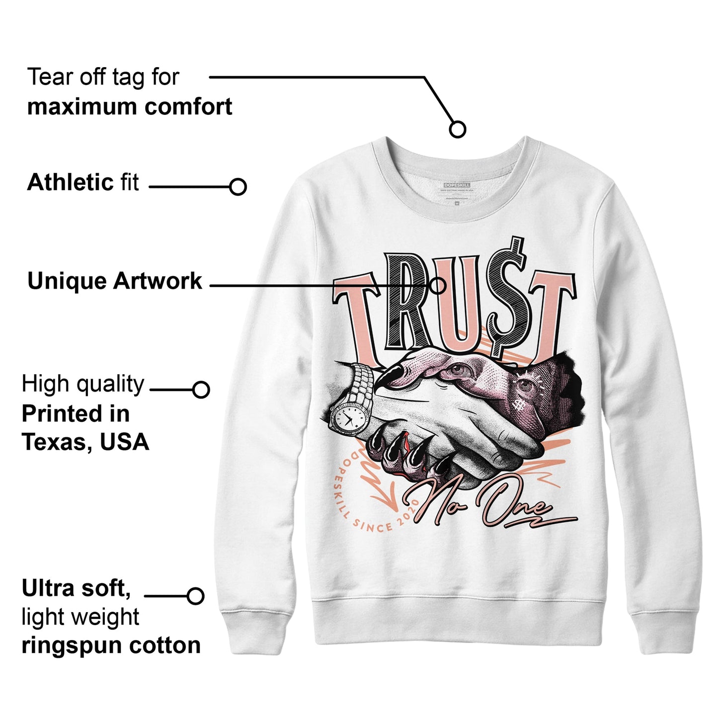 Legend Pink 11s DopeSkill Sweatshirt Trust No One Graphic