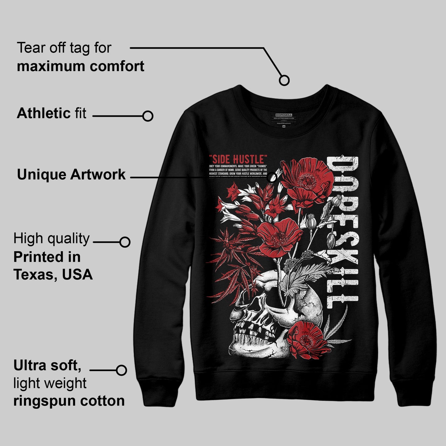 Flu Game 12s DopeSkill Sweatshirt Side Hustle Graphic