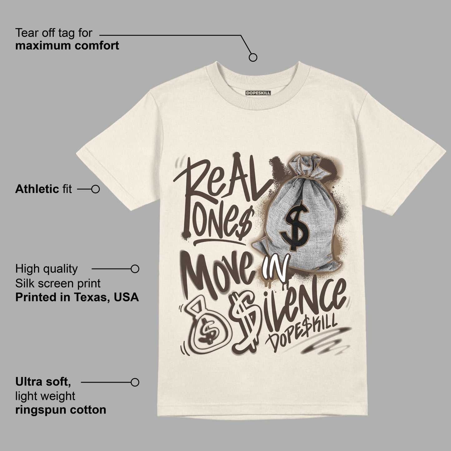 AJ 1 Low OG ‚ÄúReverse Mocha‚Äù DopeSkill Sail T-shirt Real Ones Move In Silence Graphic