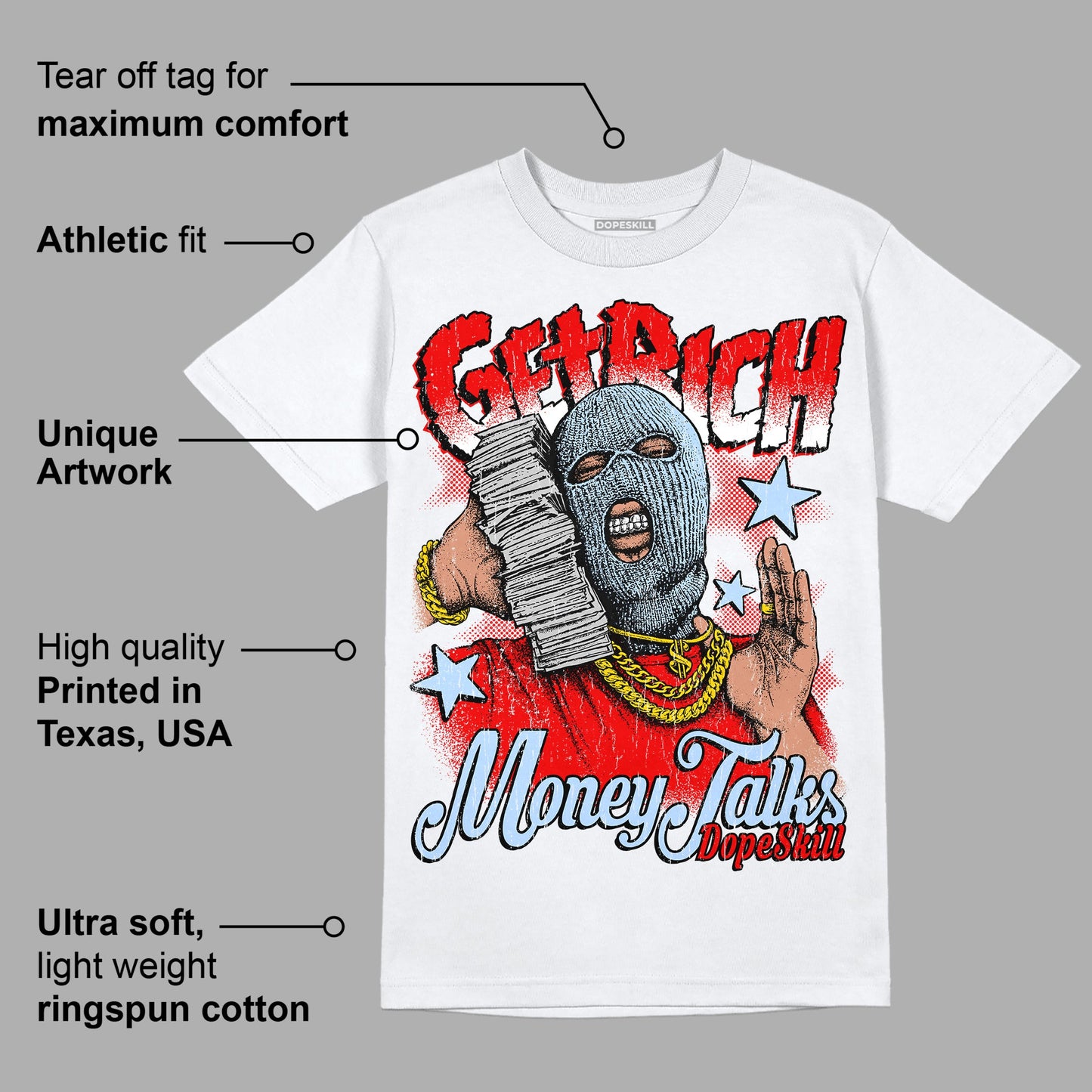 Cherry 12s DopeSkill T-Shirt Get Rich Graphic