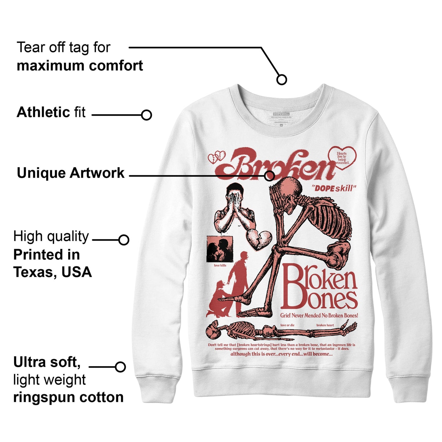 Dune Red 13s DopeSkill Sweatshirt Broken Bones Graphic