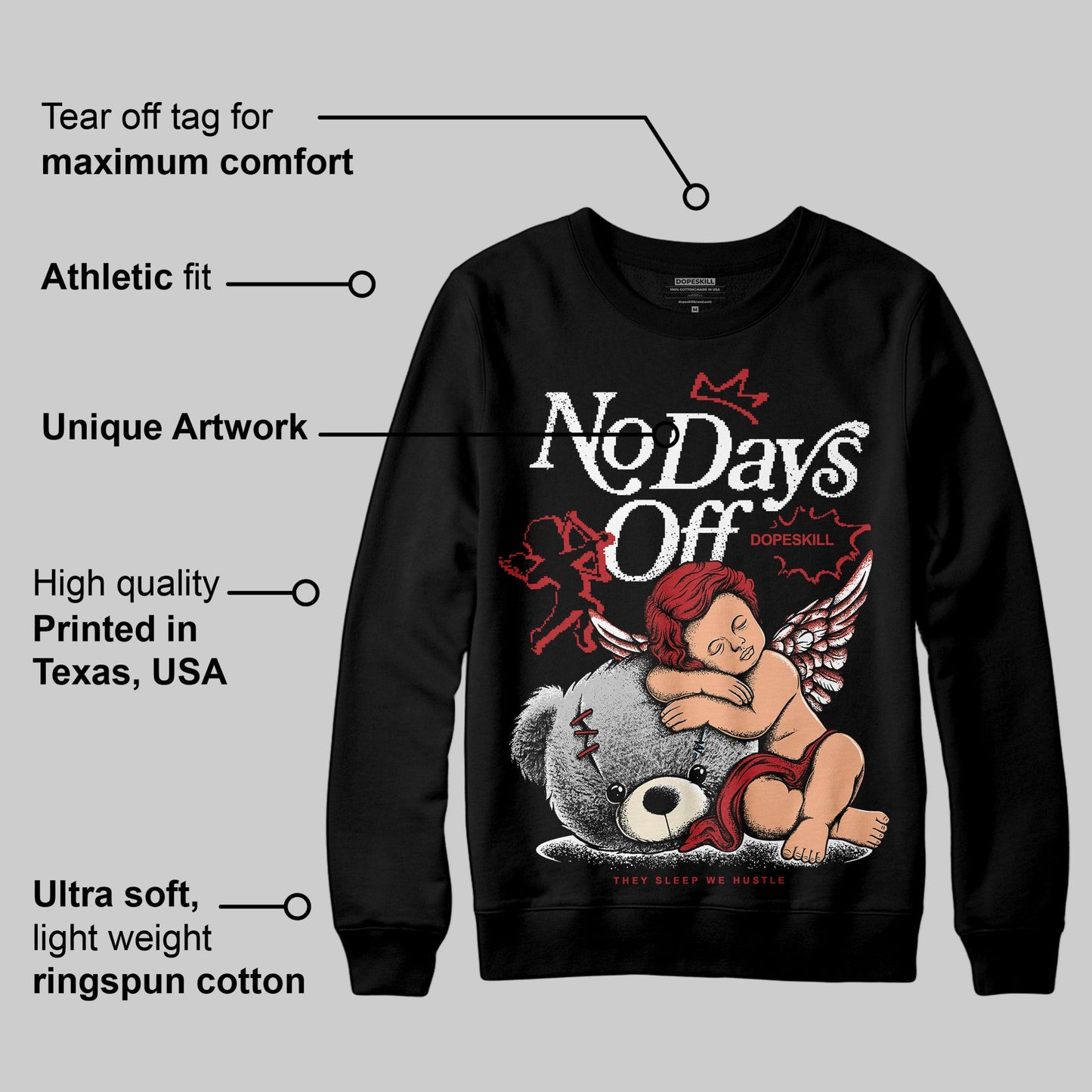 Black Toe Reimagined 1s DopeSkill Sweatshirt New No Days Off Graphic