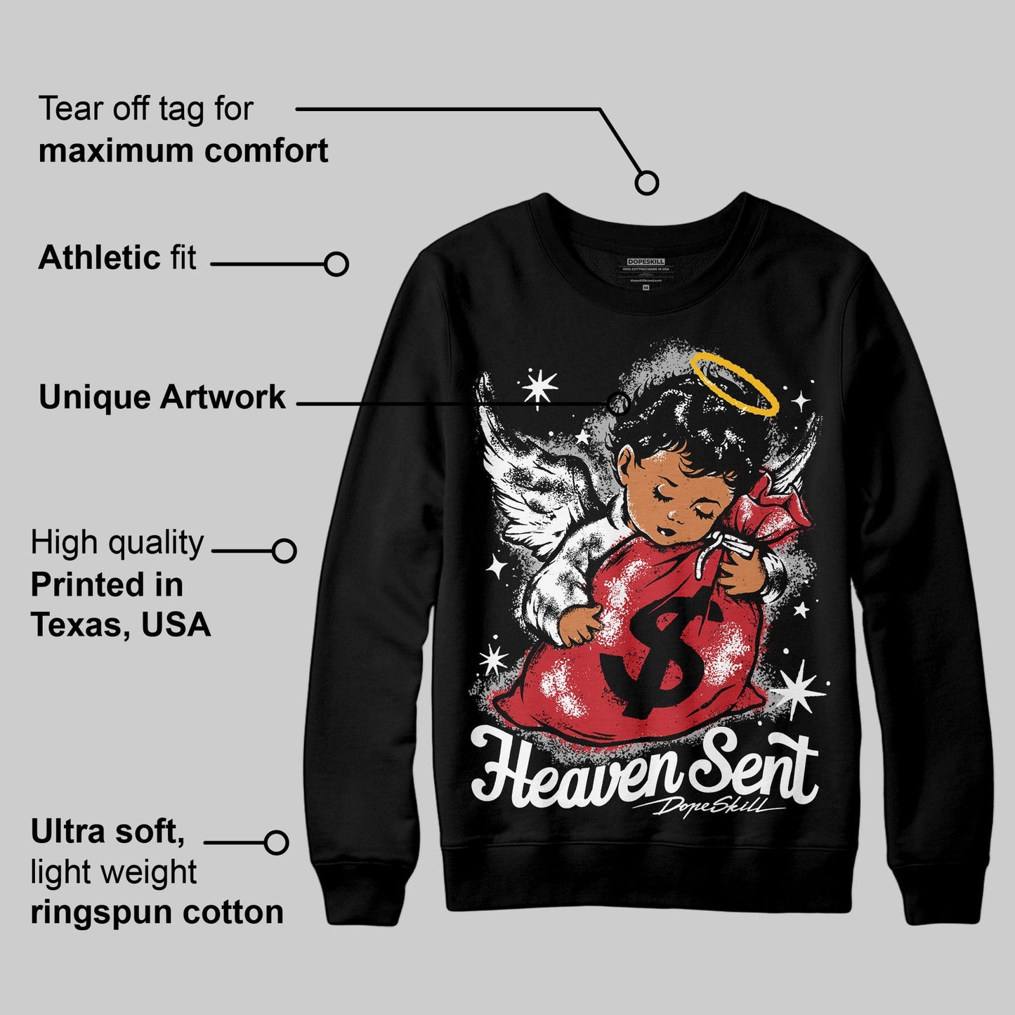Bred Velvet 11s DopeSkill Sweatshirt Heaven Sent Graphic