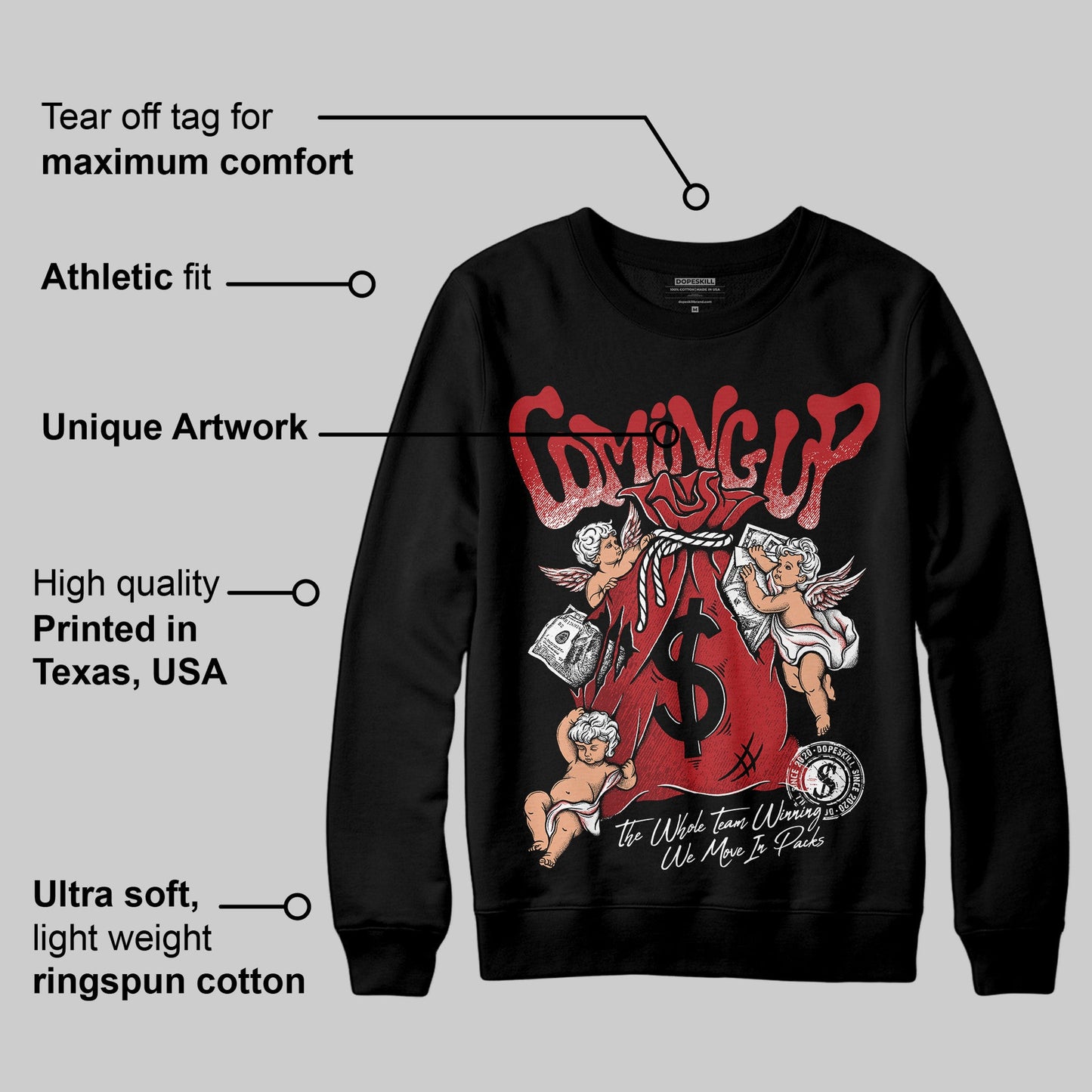 Flu Game 12s DopeSkill Sweatshirt Money Bag Coming Up Graphic
