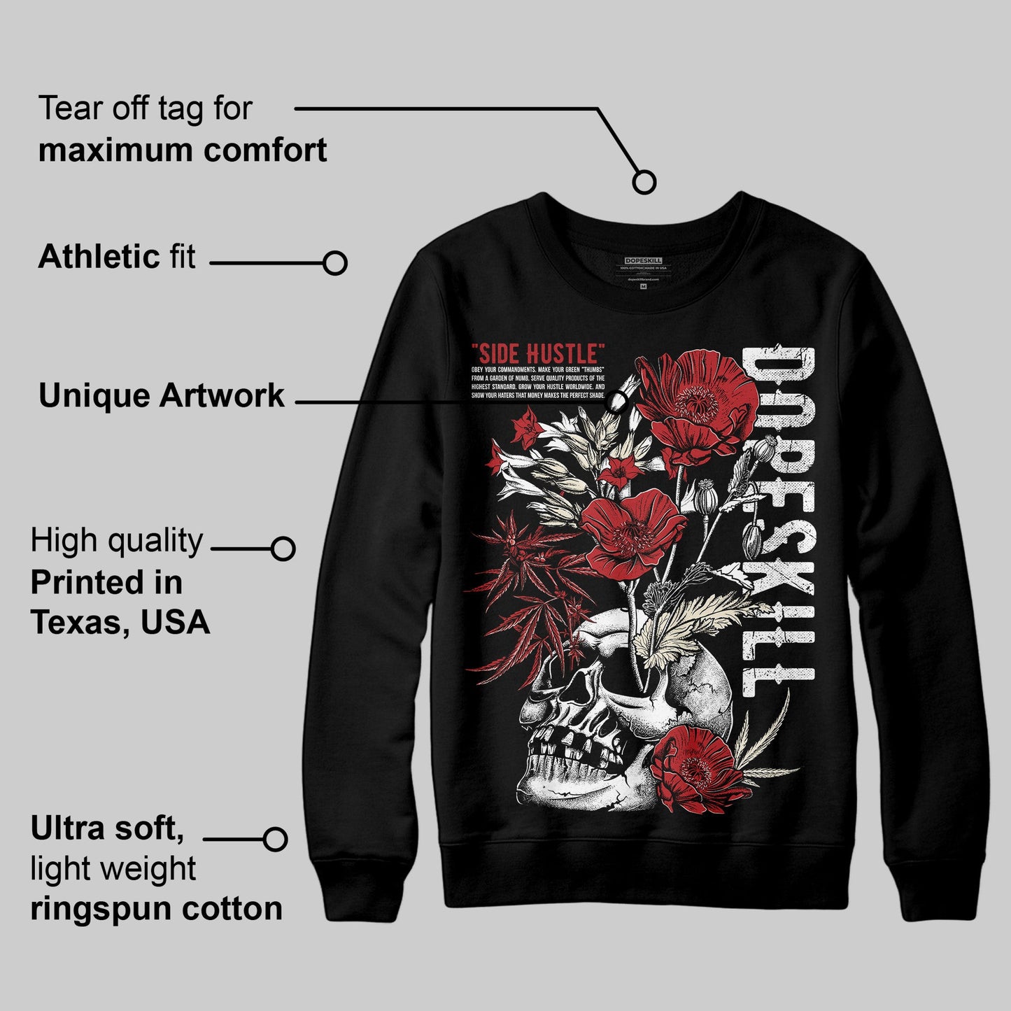 Black Toe Reimagined 1s DopeSkill Sweatshirt Side Hustle Graphic