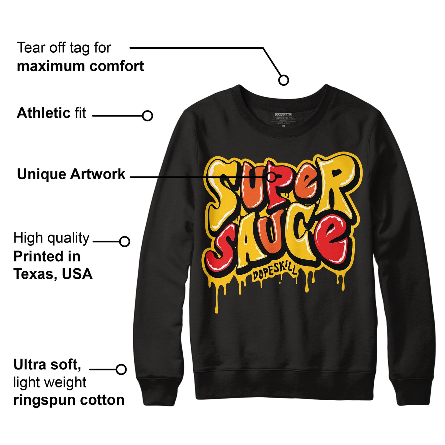 Yellow Collection DopeSkill Sweatshirt Super Sauce Graphic