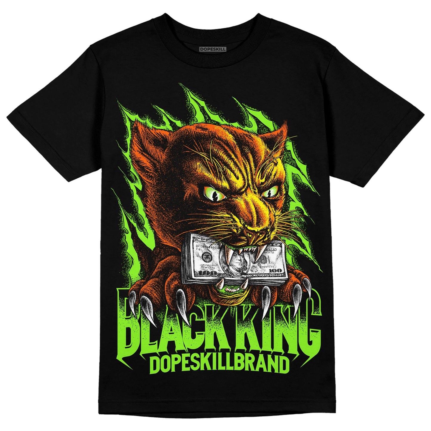 Neon Green Collection DopeSkill T-Shirt Black King Graphic