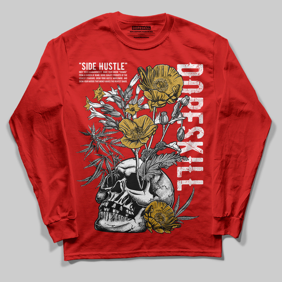 Bred Velvet 11s DopeSkill Red Long Sleeve T-Shirt Side Hustle Graphic