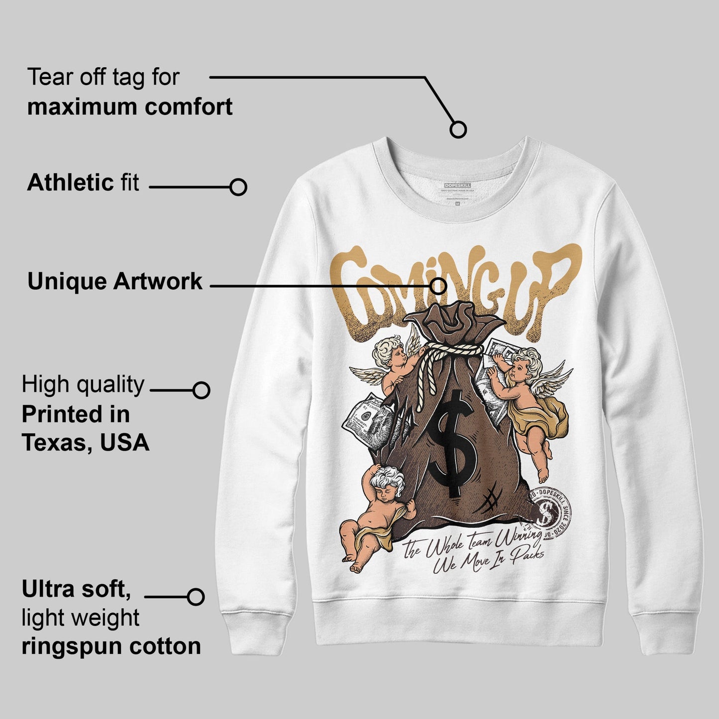 Earth 5s DopeSkill Sweatshirt Money Bag Coming Up Graphic