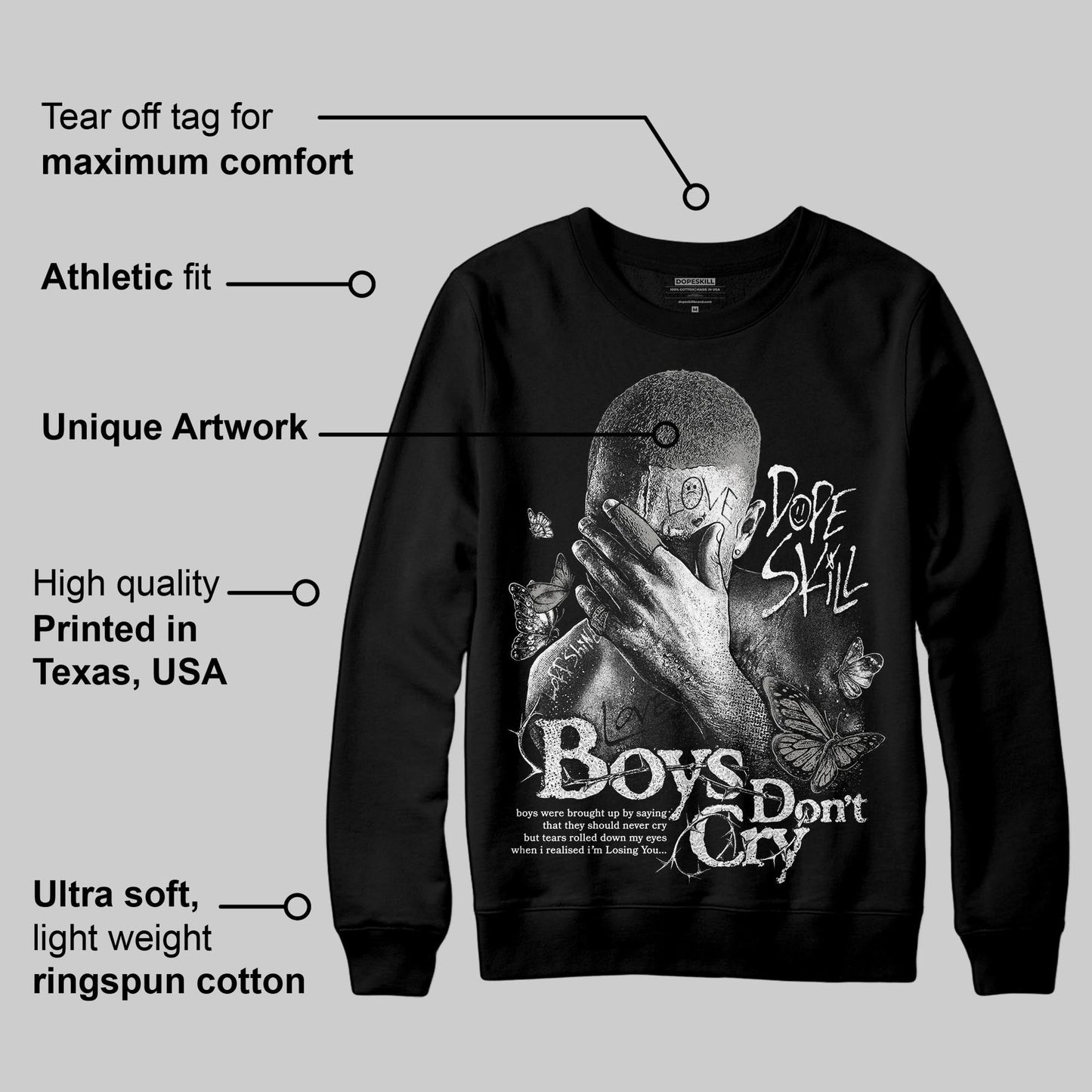 Pure Money 3s DopeSkill Sweatshirt Boys Don't Cry Graphic