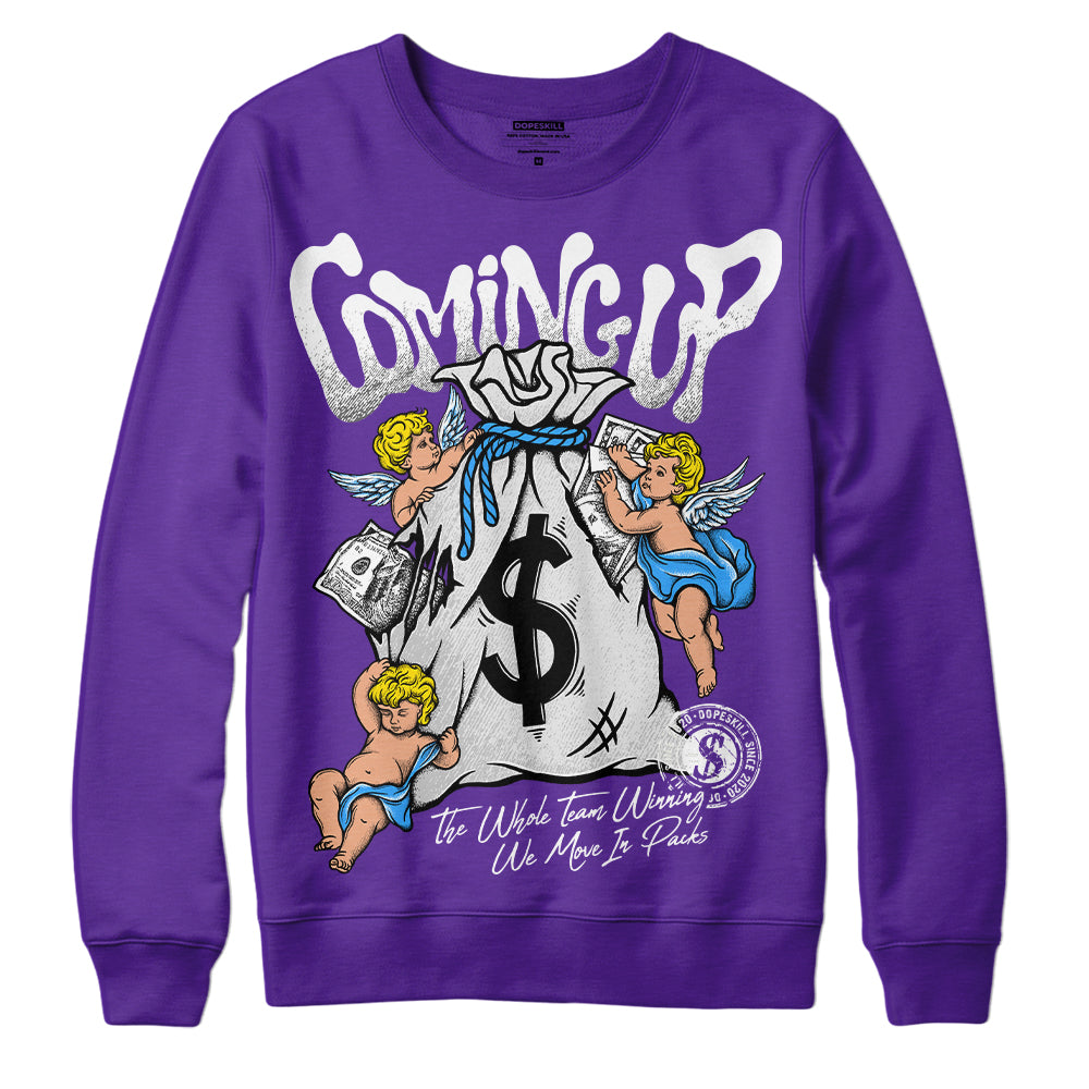 PURPLE Collection DopeSkill Purple Sweatshirt Money Bag Coming Up Graphic