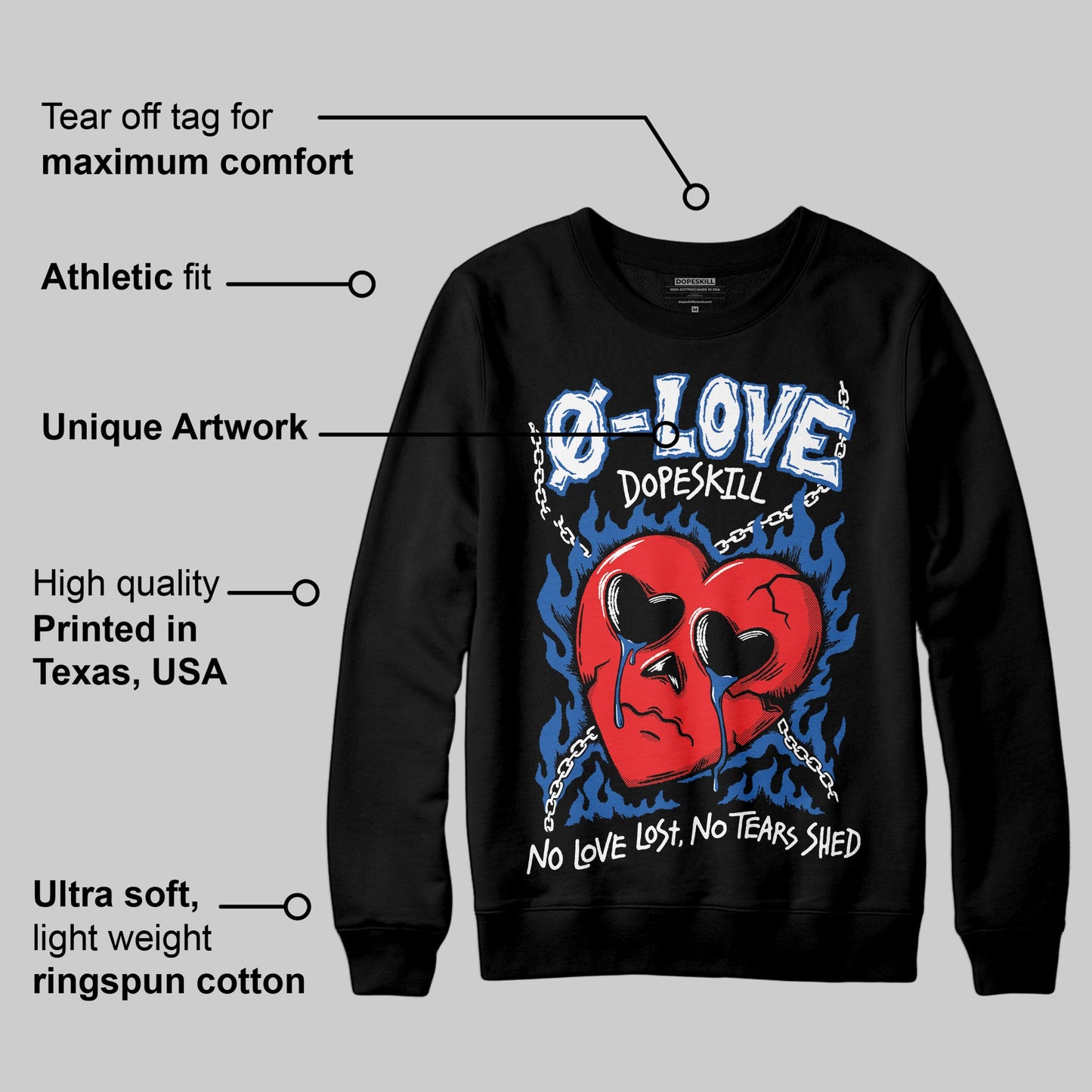 Blueberry 12s DopeSkill Sweatshirt Crying Heart Graphic