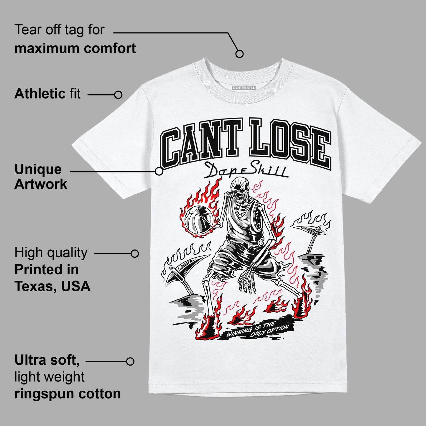 Black and White Collection DopeSkill T-Shirt Cant Lose Graphic