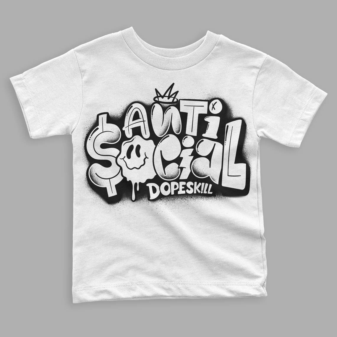 Panda White Black Dunk Low DopeSkill Toddler Kids T-shirt Anti Social Graphic