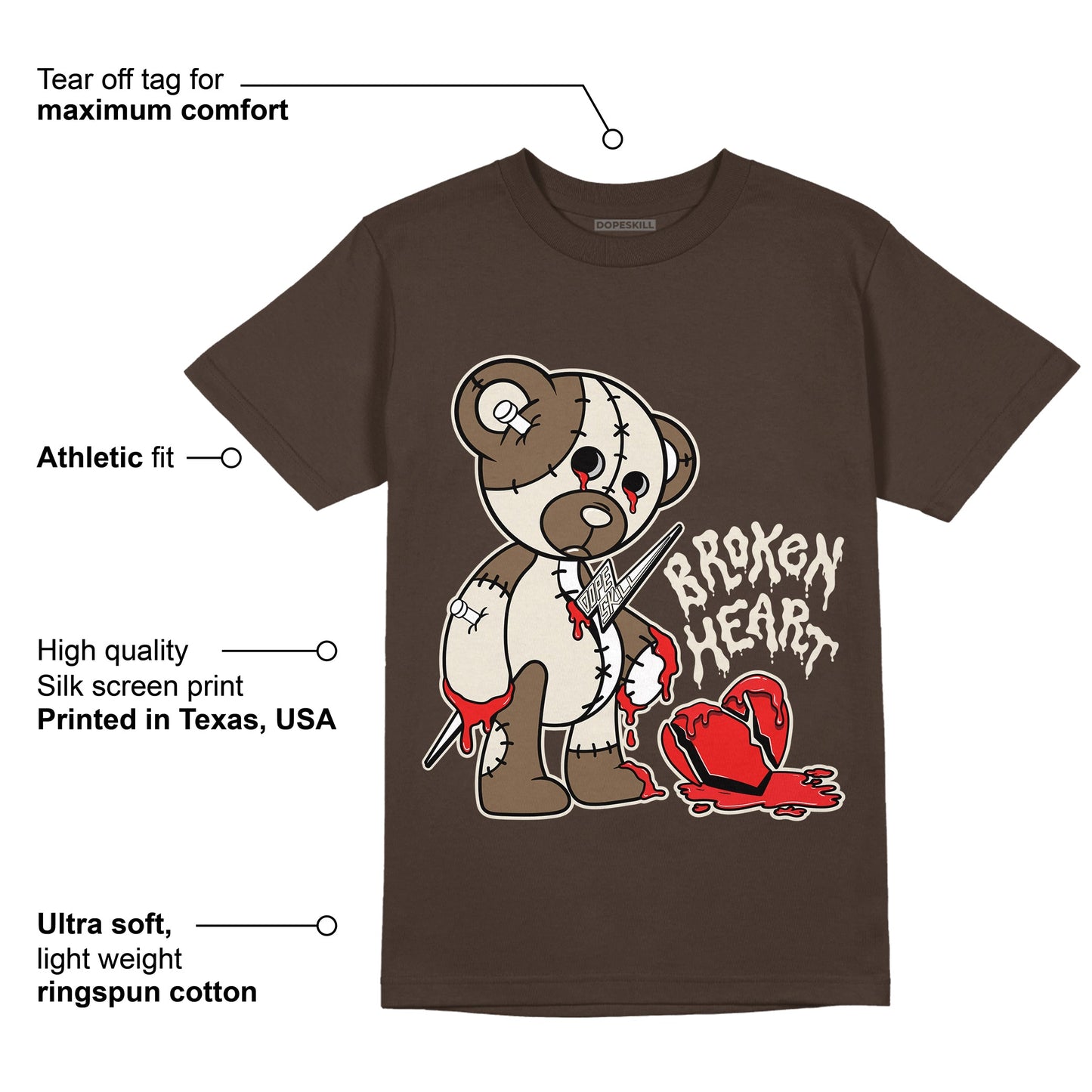 AJ 1 Low OG ‚ÄúReverse Mocha‚Äù DopeSkill Ridgerock T-shirt Broken Heart Graphic
