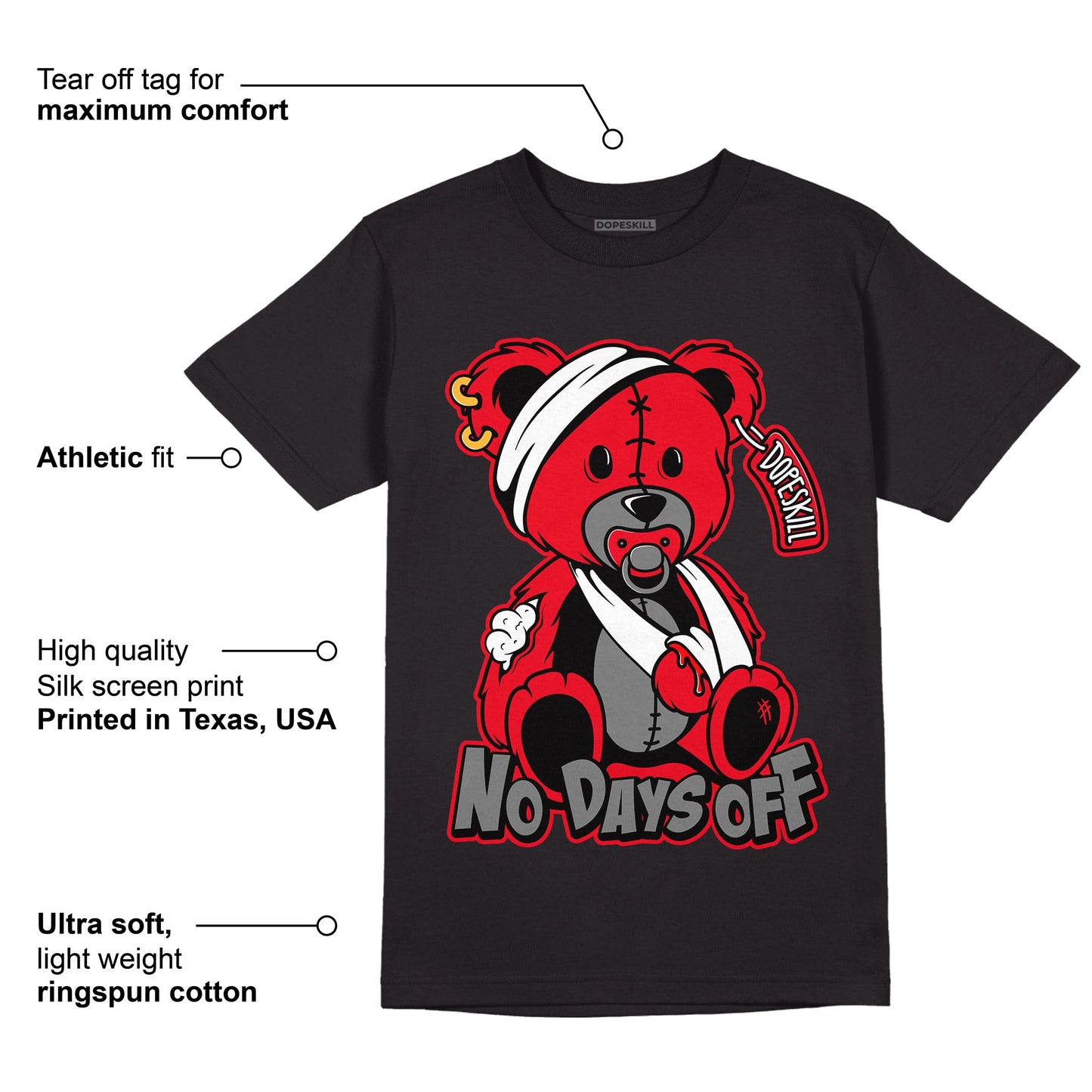 AJ 4 Red Thunder DopeSkill T-shirt Hurt Bear Graphic