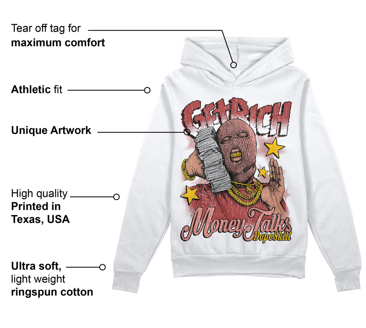 Dune Red 13s DopeSkill Hoodie Sweatshirt Get Rich Graphic